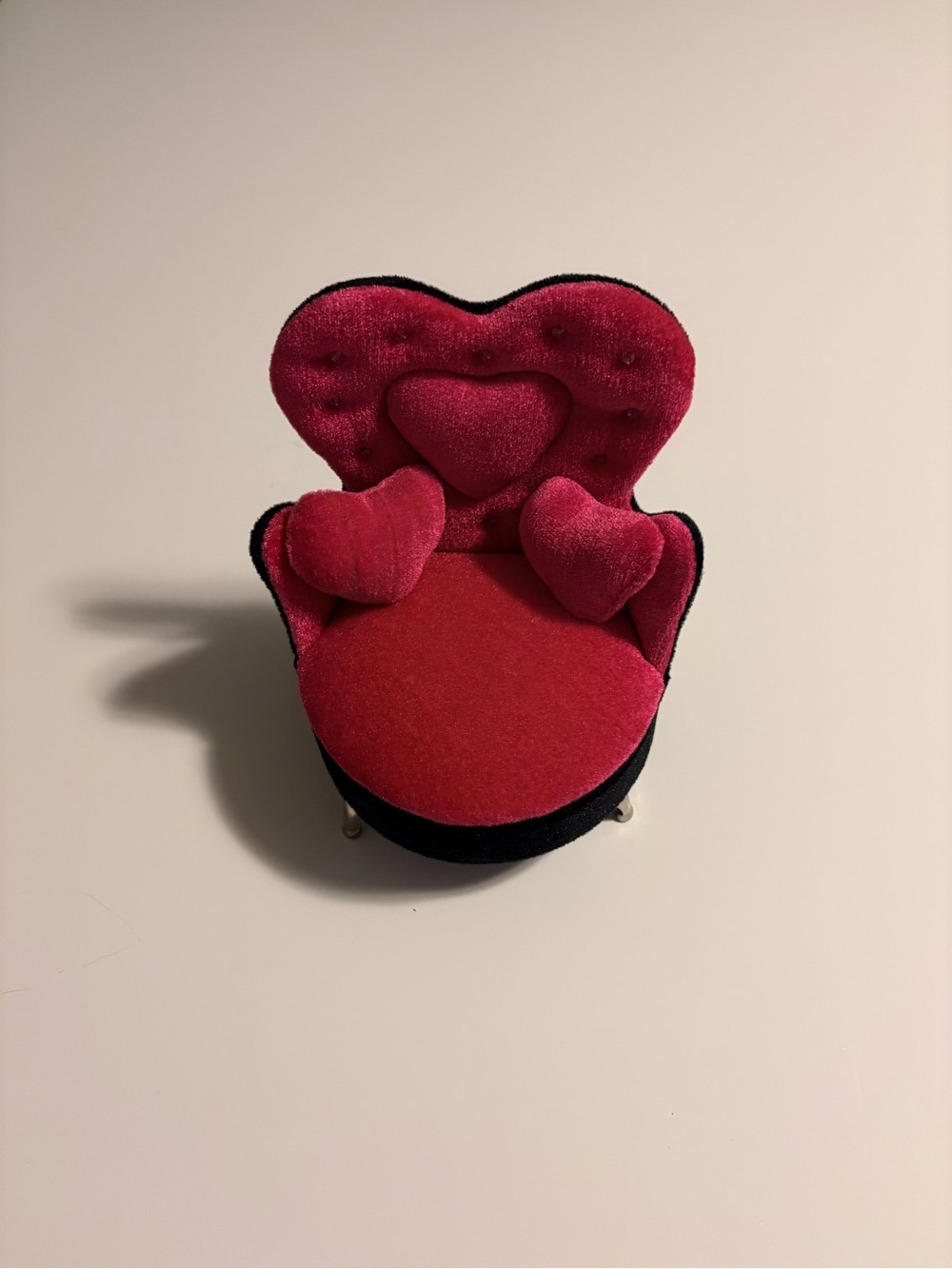 Plush Heart Accent Jewelry Box Chair - Pink & Black